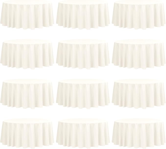 fani 12 Pack 90 Inch Round Tablecloth Ivory Polyester Fabric Table Cloth by fani