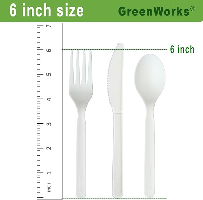 GreenWorks 6" Compostable CPLA Cutlery Kits, BPI Certified 200 Sets - Image 6