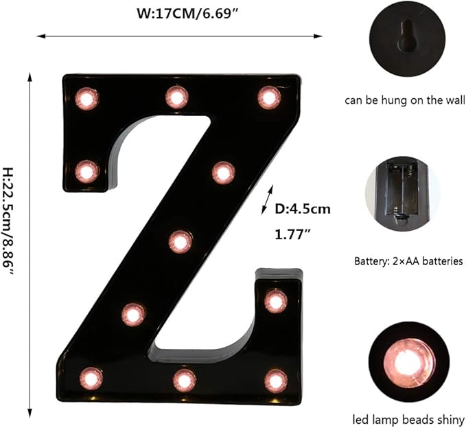 OYCBUZO Light Up Black Alphabet Marquee Letters Sign LED Marquee Number Lights - Image 5