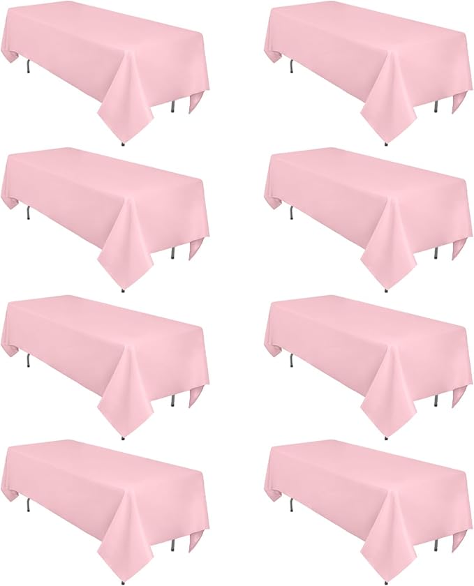 8 Pack Pink Tablecloth 60 x 102 Inch Rectangular Tablecloths by Heneger