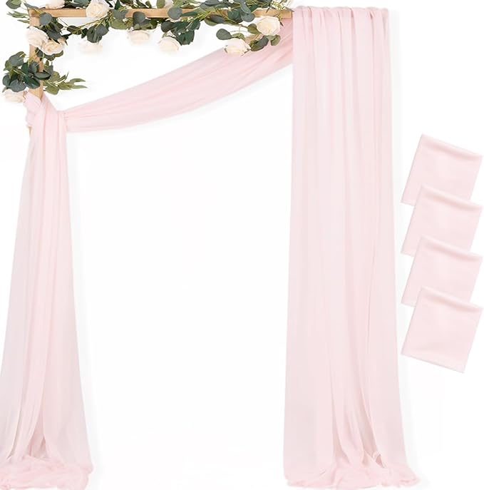 MLMC Blush Pink Wedding Arch Draping Fabric 4 Panels 29" x 20 FT Extra Long by MLMC