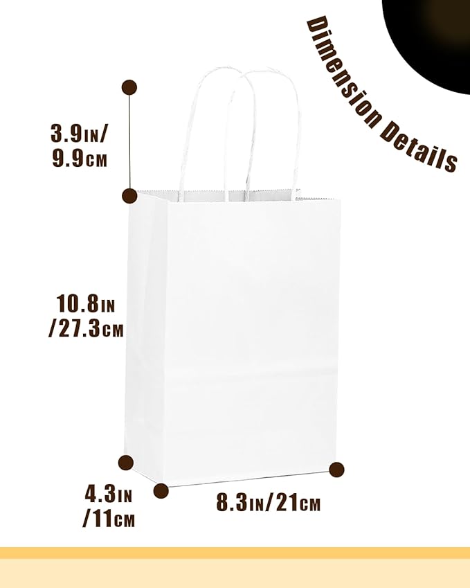 qiqee 50-Packs White Paper Gift Bags - Image 4