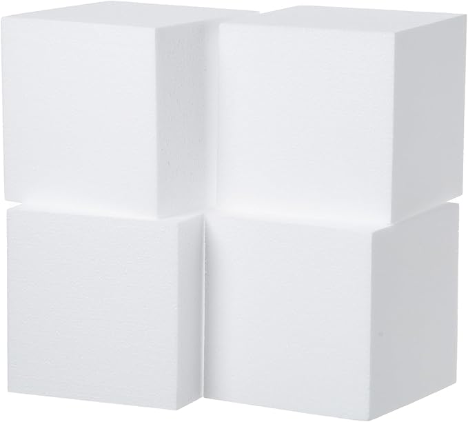 Crafare 4 Pack Craft Foam Blocks 6x6x6inch Polystyrene Brick Square by Crafare