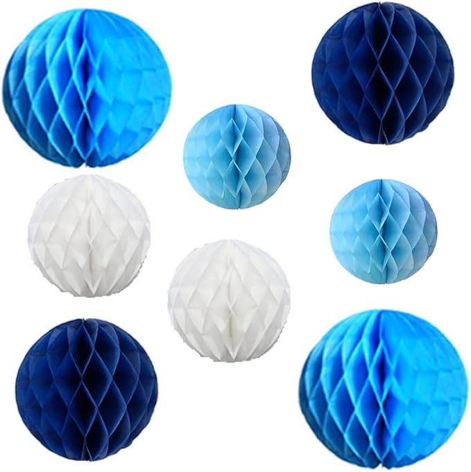 8pc Honeycomb Balls Party Decorations 6''8''10''12''Tissue Paper Pom Poms - Image 2