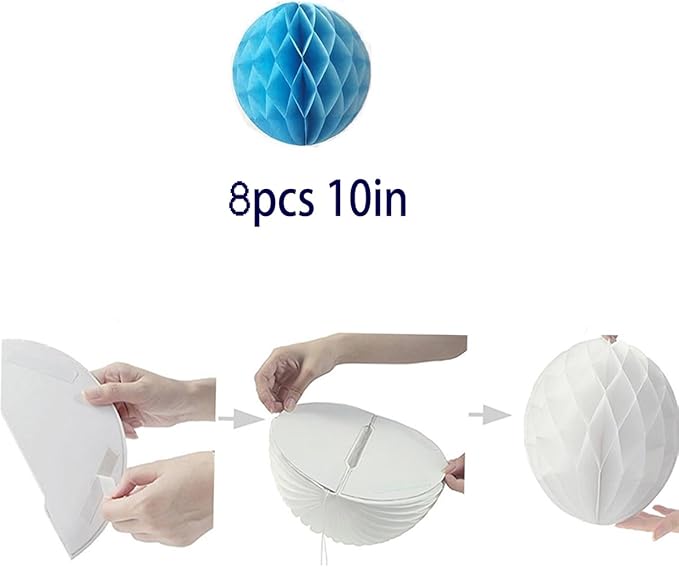 8pcs 10 inch Paper Honeycomb Balls Decorative Tissue Pom Poms Flower Art - Image 2