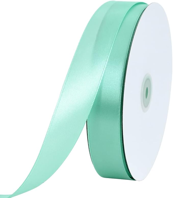 TONIFUL 1 Inch x 100yds Teal Turquoise Blue Satin Ribbon, Thin Solid Color by TONIFUL