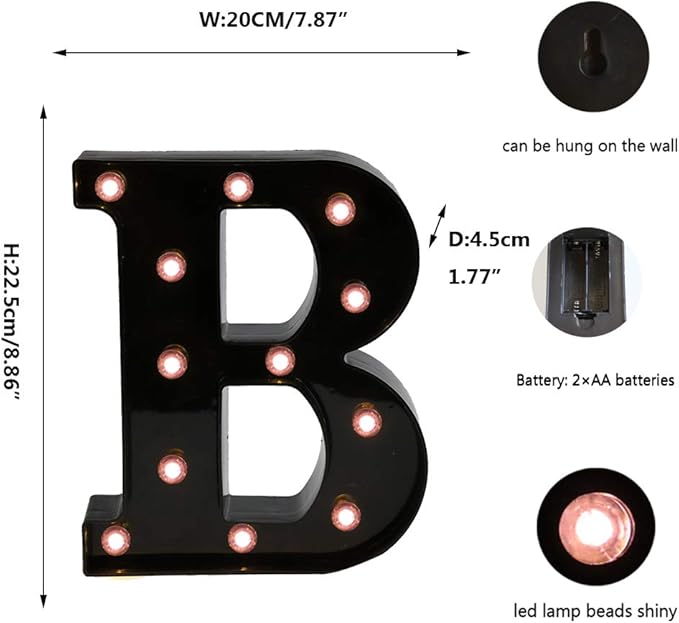 Light Up Black Alphabet Marquee Letters Sign LED Marquee Number Lights Sign - Image 6