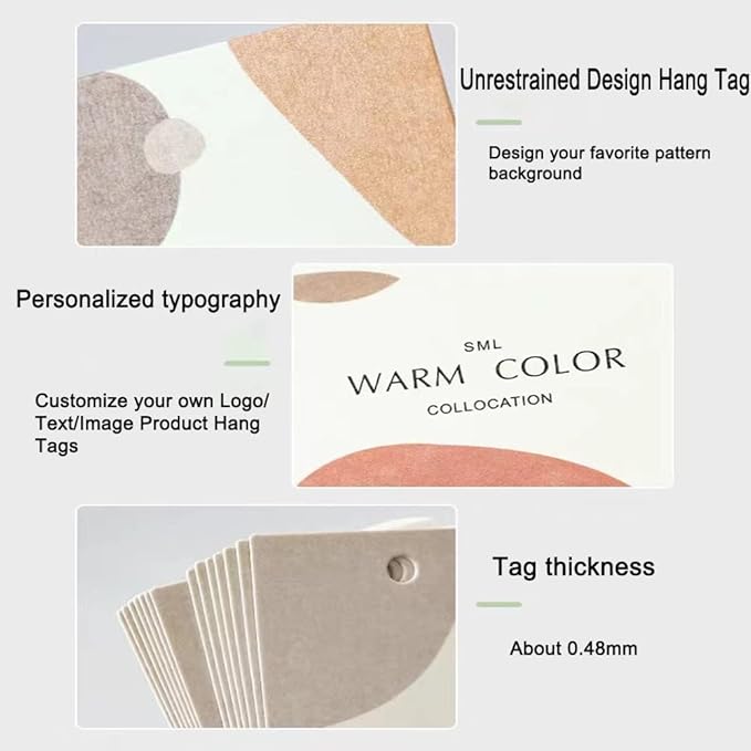 1000 Pcs Custom Hang Tags, Personalized Your Logo Photo and Text Design Price - Image 3
