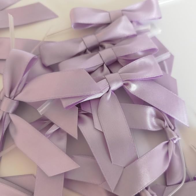 50pcs 2-1/2" Lavender Satin Ribbon Bows - Image 5