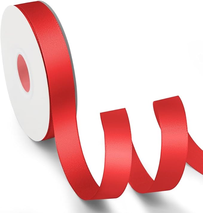 KMER LIFE 5/8 inch x 25 Yards Double Faced Polyester Red Satin Ribbon by KMERLIFE