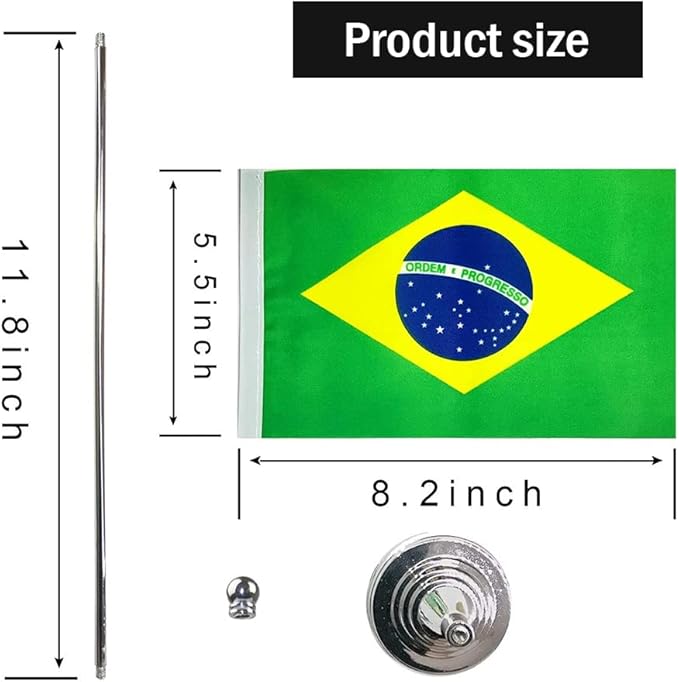 Brazil Flag Brazilian Flags, Small Mini Brazilian Desk Flag, Used - Image 2