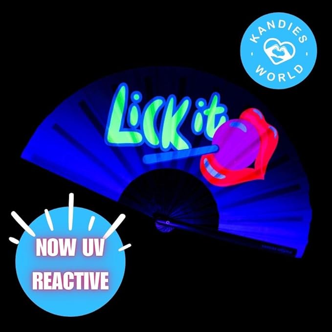 Kandies World UV Reactive Custom Festival Folding Hand Fan - Image 4