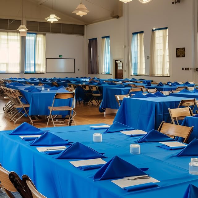 Blue Plastic Table Cover Roll - 54IN x 300FT - Image 3