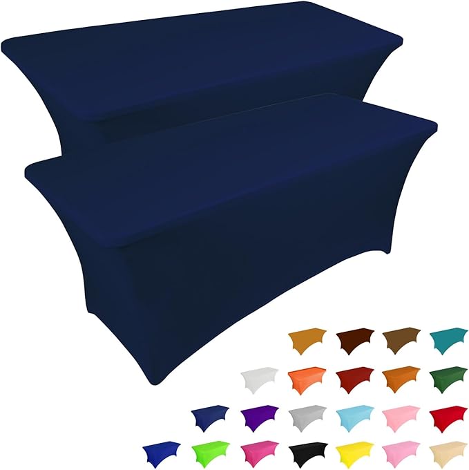 IVAPUPU 2 Pack 4FT Table Cloth for Rectangular Fitted Events Stretch Jean Blue by IVAPUPU