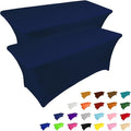 IVAPUPU 2 Pack 8FT Table Cloth for Rectangular Fitted Events Stretch Jean Blue by IVAPUPU