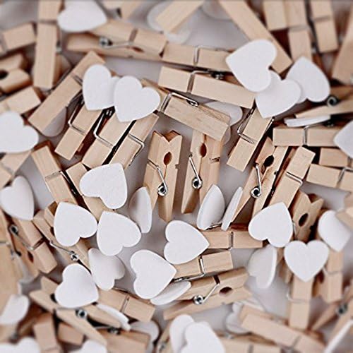 100 Pcs White Mini Wooden Heart Clothespins 3.5 cm - Image 4