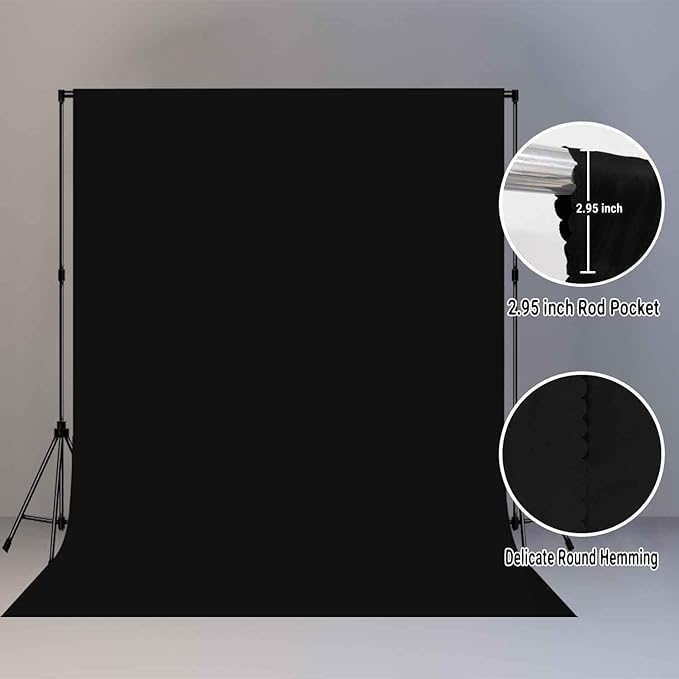8x10FT Black Screen Backdrops Solid Photo Backdrops Photography Background - Image 2