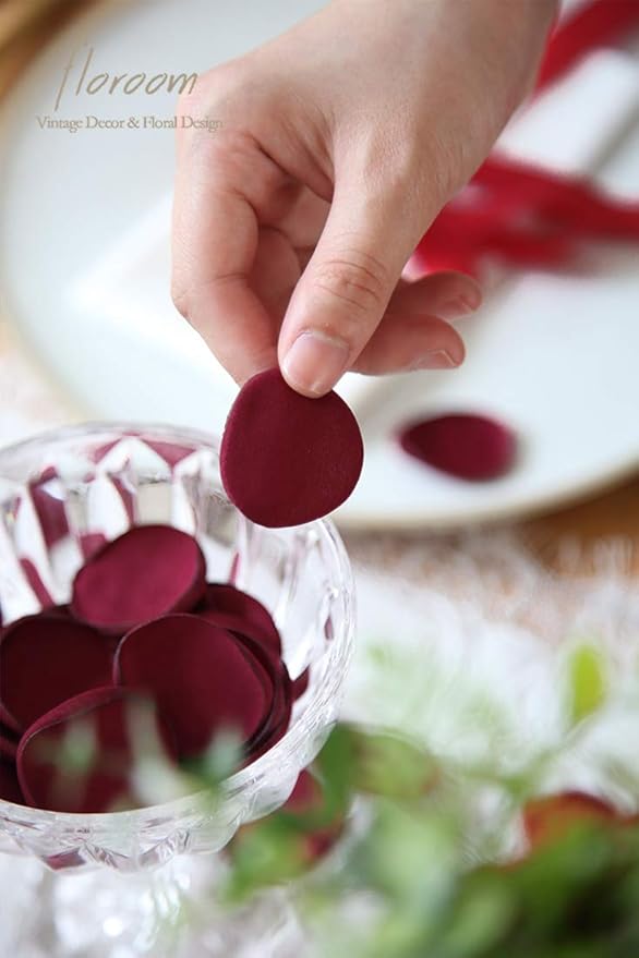 Floroom 500pcs Rose Petals Burgundy Faux Silk Flower Petals - Image 3