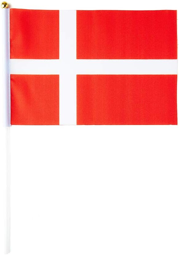 Denmark Flag Danish Flag, Small Mini Handheld Denmark Flags on Stick - Image 2