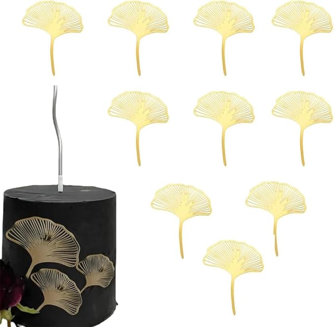 10PCS Acrylic Gold Ginkgo leaf Cake Topper Cake Decoration Baking Accessories by SUVO