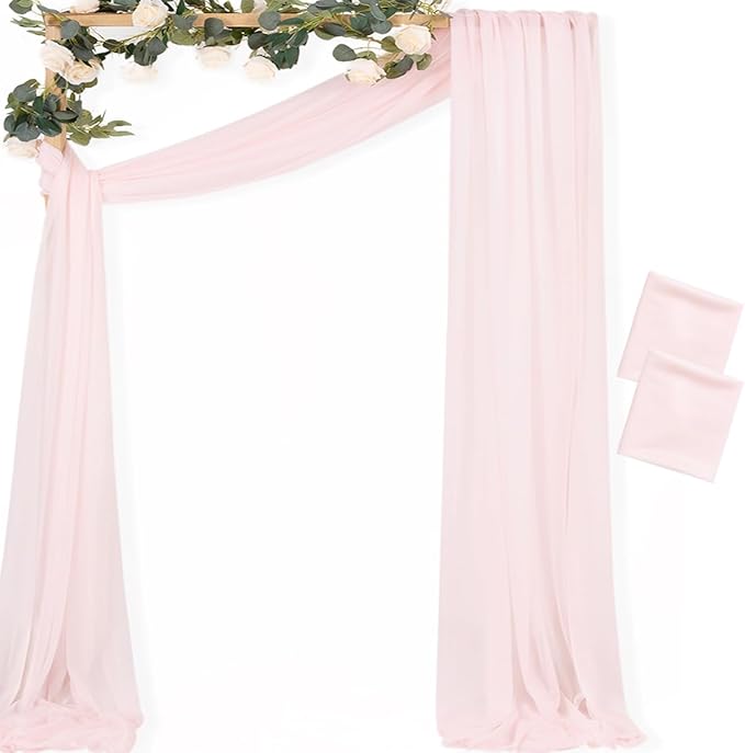 MLMC Blush Pink Wedding Arch Draping Fabric 2 Panels 29" x 20 FT Extra Long by MLMC
