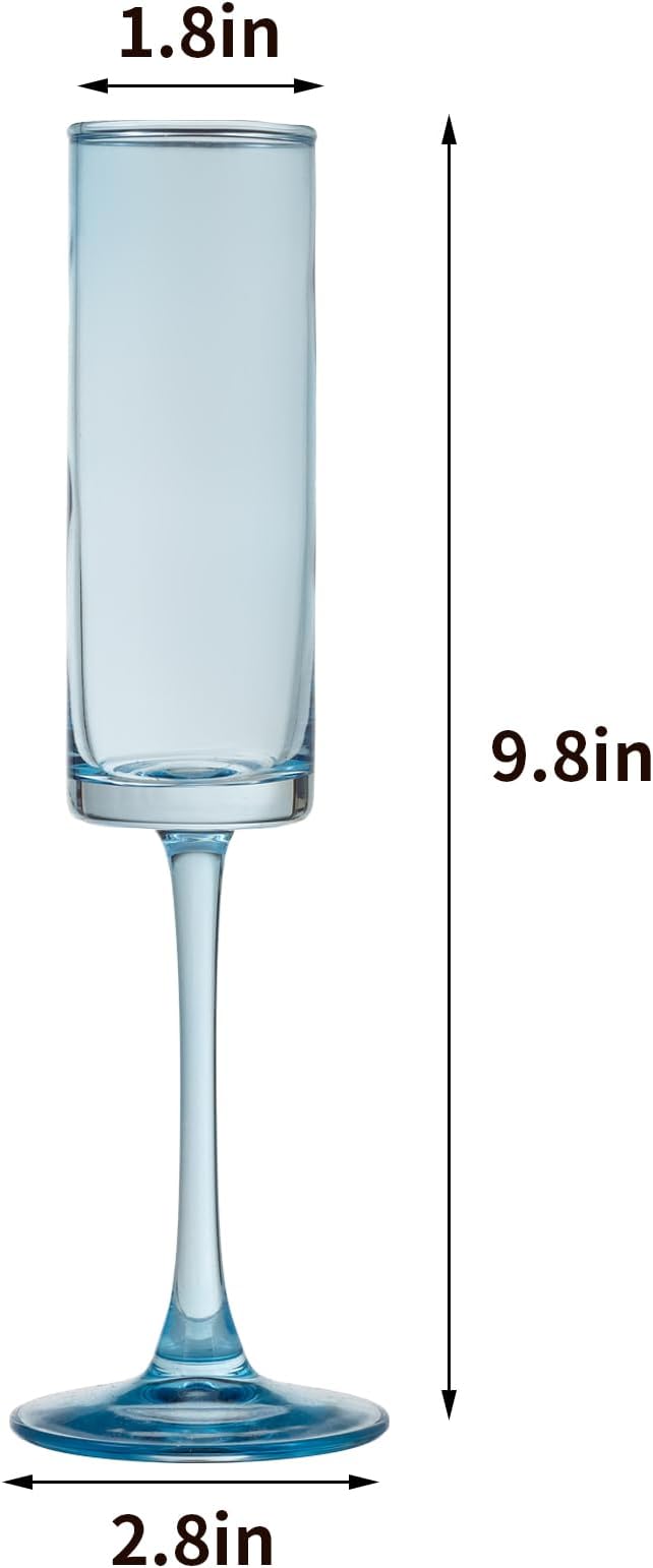 24 Pieces Blue Champagne Flutes 6 OZ Straight Sided Wine Glasses Champagne Long - Image 6