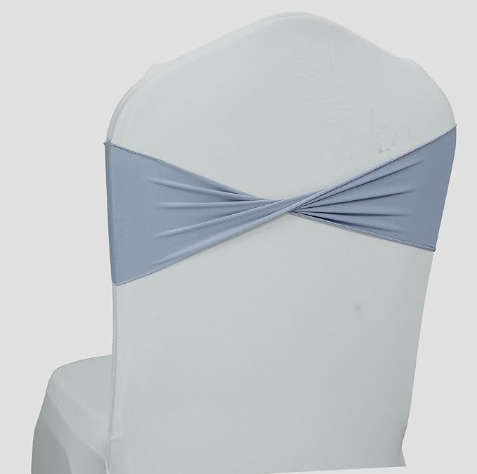 VDS Pack of 100 PCS | Dusty Blue | Spandex Chair Sashes Bows Without Buckle | by VDS