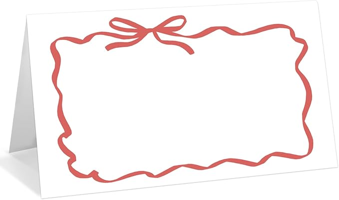 25 Pack Red Bow Wave Place Cards, Editable Name Cards by WwongxianB