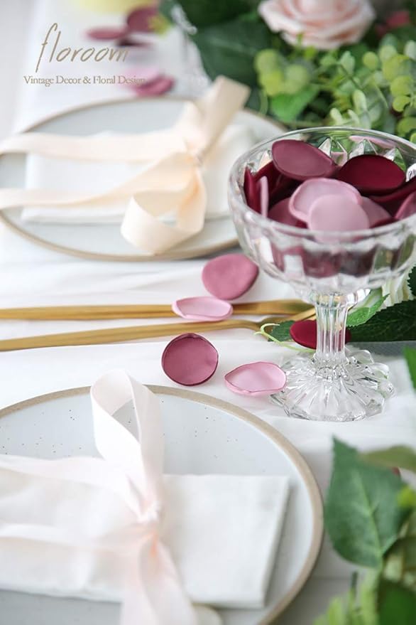 Floroom 500pcs Rose Petals Burgundy Maroon Mauve Faux Silk Flower Petals - Image 2