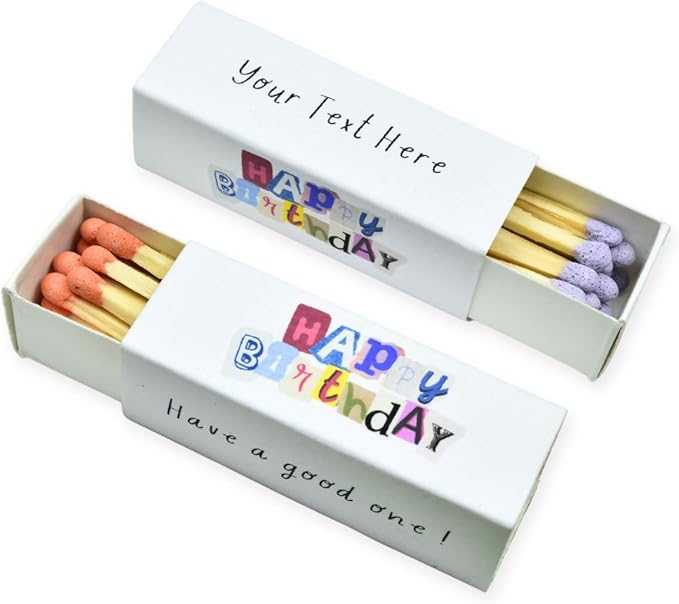 Customizable Birthday Matchboxes – Set of 10 – Fun Birthday Design – Colorful by ChandlerStudio