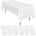 6 Packs Satin Tablecloth 57 x 108 Inch White Rectangular Table Cloth Silk by Lumaycens
