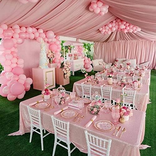 QueenDream Pink Tablecloth 90 x 132 Inch Sequin Tablecloth - Image 2
