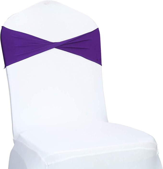 VDS Pack of 10 PCS | Purple | Spandex Chair Sashes Bows Without Buckle | by VDS