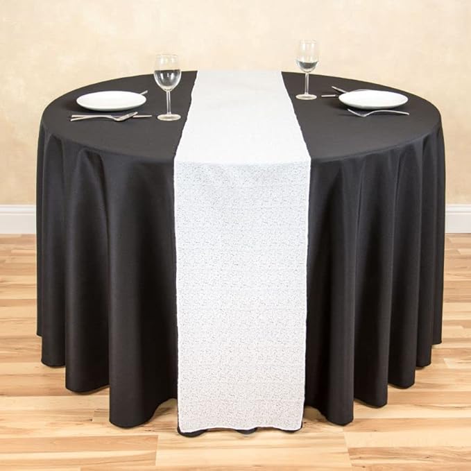 LTC LINENS 2 Pack 108 Inch Round Tablecloth Black - Image 5