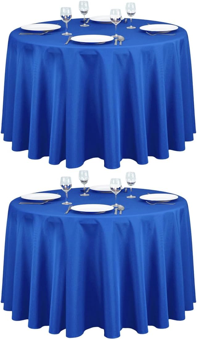 LTC LINENS 2 Pack 108 Inch Round Tablecloth Royal Blue by LTCLINENS