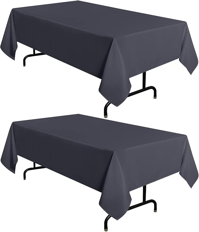 sancua 2 Pack Dark Grey Tablecloth 60 x 102 Inch, Rectangle 6 Feet Table Cloth by sancua