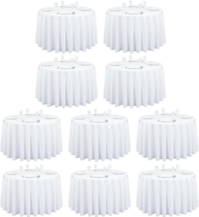 LTC LINENS 10 Pack 108 Inch Round Tablecloths White by LTCLINENS