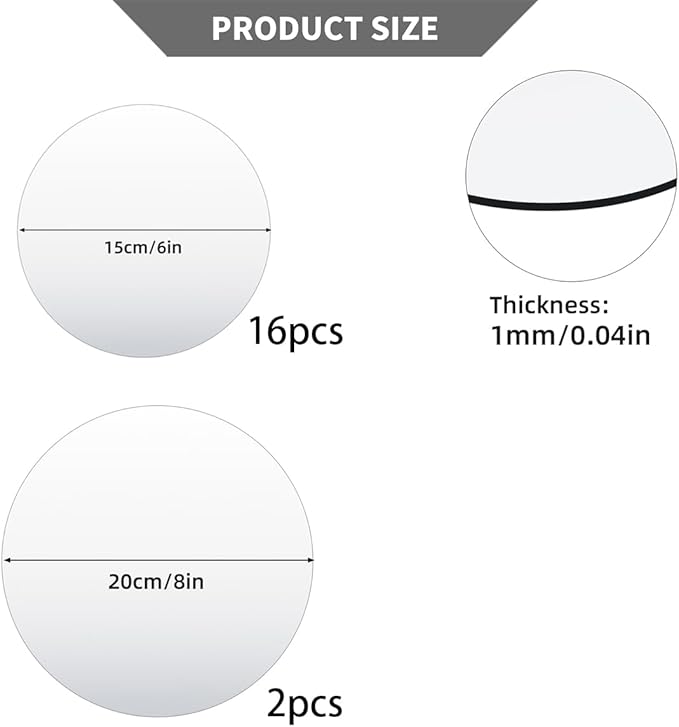 18 Pack Round Mirror Trays, Non Glass Acrylic Round Mirror Centerpieces - Image 2