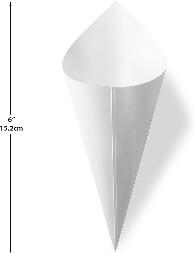 MONTX® 200-Pack Disposable Food Cones | 7" or 6" | White Food-Safe Paper - Image 7