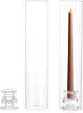 NUPTIO Taper Candle Holders Glass: Set of 2 Clear Hurricane Candlestick Holder by Nuptio
