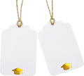 100Pcs Blank Gift Tags with String Foil Gold Grad Cap Large White Paper Gift by ASYEHJNR