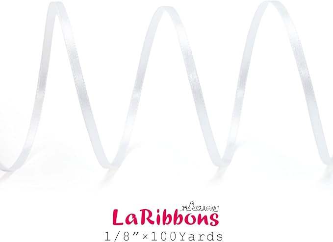 LaRibbons White Satin Ribbon 1/8 Inch 100 Yards Thin Luxury Double Faced Silk - Image 6