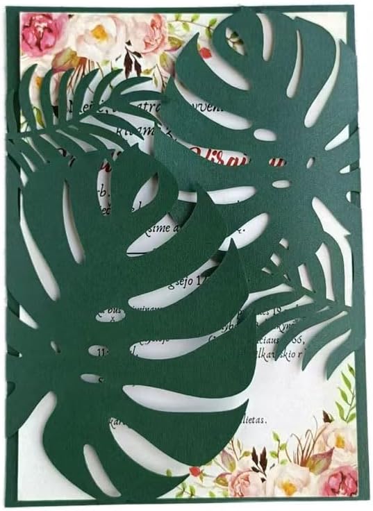 MillaSaw Emerage Green Laser Cut Invitation, Plame Wedding Laser Cut Jacket - Image 6
