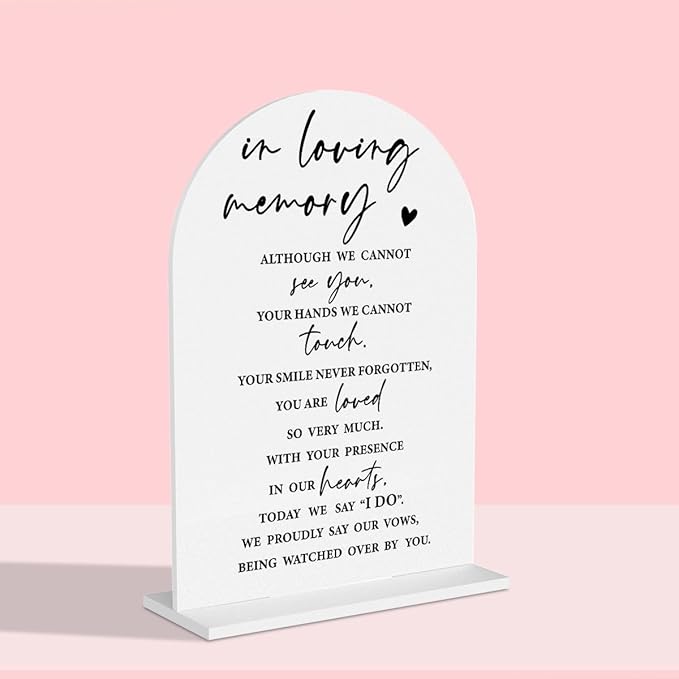 Wedding Memorial Sign Rustic Wedding White Acrylic Gift Table Sign by Unknown