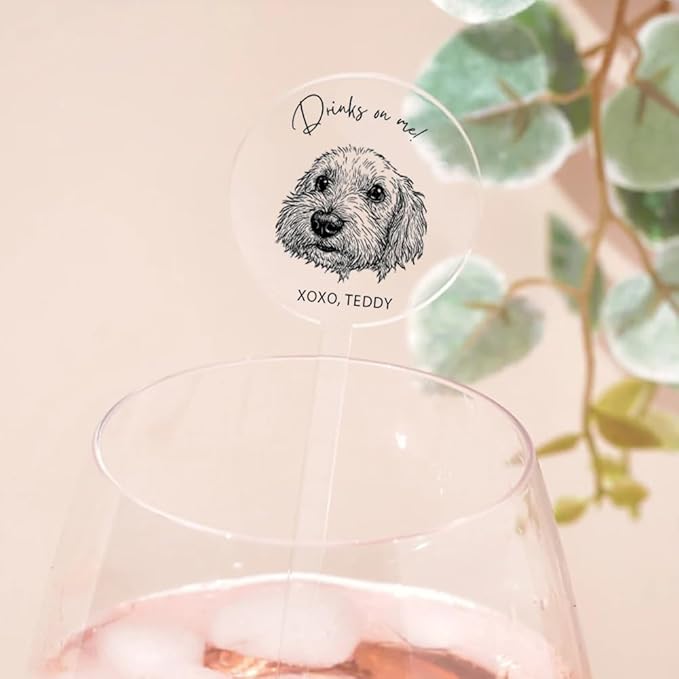 Coolslove Personalized Wedding Dog Stir Sticks, Custom Illustrated Pet Acrylic - Image 5