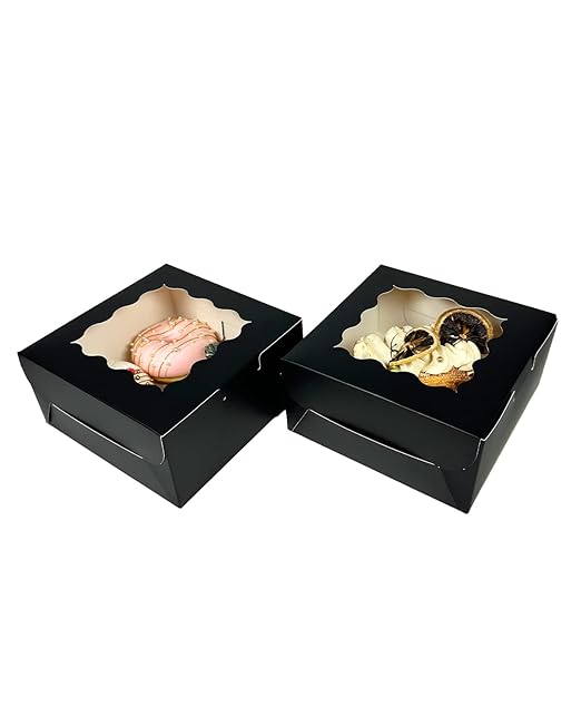 Bakepacker 100pcs Black Cookie Boxes 6x6x3 inches Easy Assemble Macaroon Pastry - Image 6