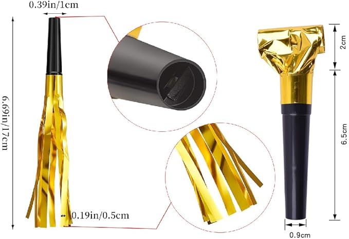 24pcs Party Blowers, Gilding Noisemakers Party Blowouts Squawkers Fringed Noise - Image 2