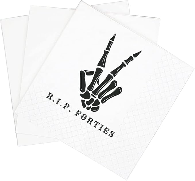 SharkBliss RIP Forties Cocktail Napkins, 100 Pack RIP Forties Death to My 40s by SharkBliss