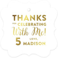 Andaz Press Personalized Fancy Frame Square Birthday Gift Tags, Metallic Gold by AndazPress