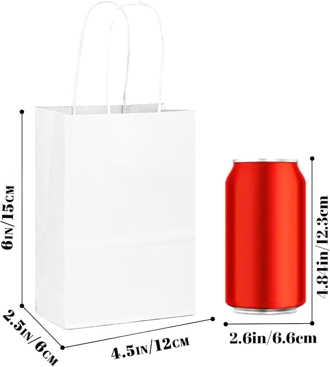 qiqee 25 Pcs White Mini Paper Gift Bags - Image 4
